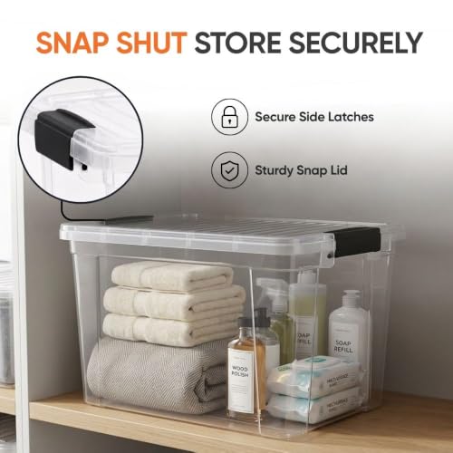 26.5 Quart Clear Plastic Storage Boxes with Lids (26 Quart)