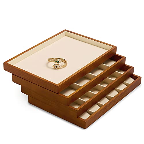 Wooden Jewelry Tray (Creamy-white 24 grid necklace/pendant jewelry tray)