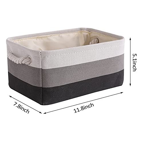 Small Fabric Storage Baskets for Organizing [6 Pack] Closet Storage Bin Foldable Storage Baskets for Shelf Canvas Storage Bins Decorative Basket with Handles (Gradient Gray / Small-6 Pack)