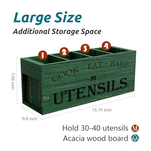 Extra Large Utensil Holder Countertop for Kitchen Counter (Green)