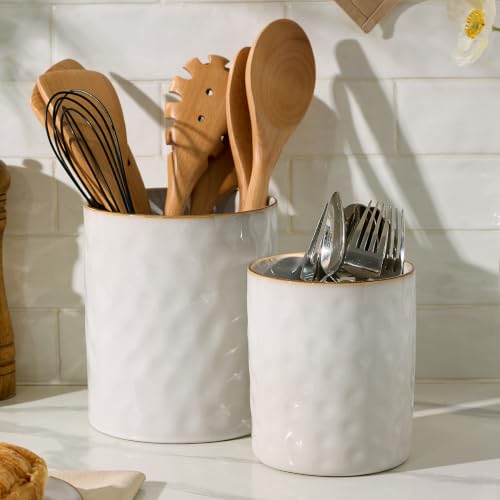 Ceramic Utensil Holder (Cappuccino White)