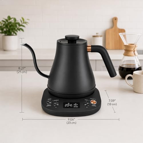Electric Kettle Gooseneck Pour Over Kettle ±1℉ Temperature Control Quick Heating Water Boiler for Coffee & Tea & Formula Auto Shut Off Tea Kettle 1200 Watt (Matt Black)