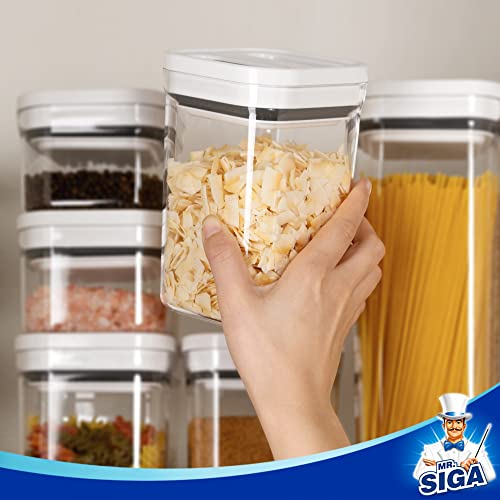 8 Piece Airtight Food Storage Container Set for Pantry Organization (White)