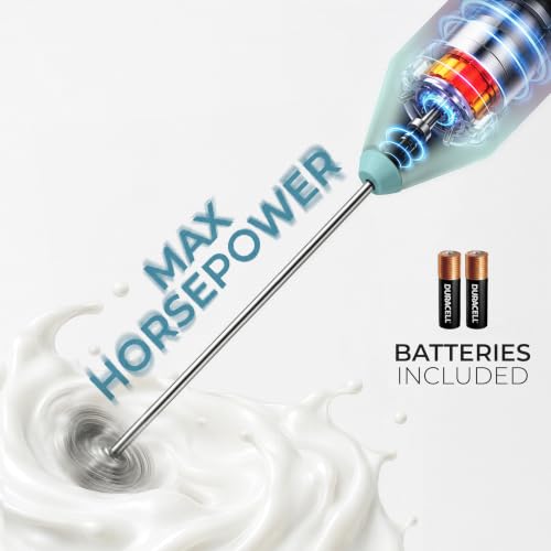 Powerful Milk Frother AA Batteries Included (Ombre Purple teal / Compact Frother + Batteries)