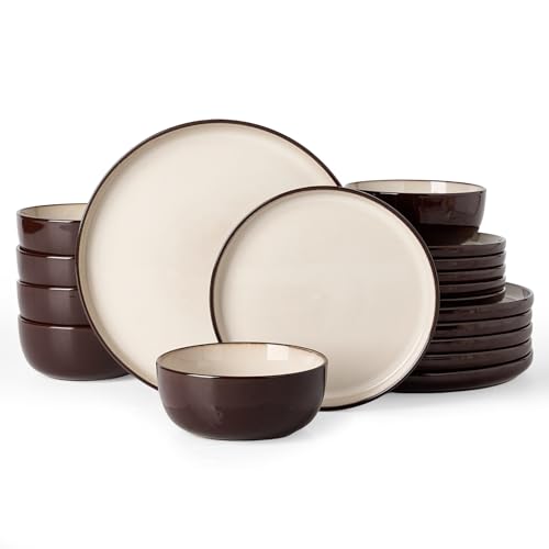 Milkyway 18 Piece Stoneware Dinnerware Set (Light khaki & Cocoa / Service for 6 (Standard Dinner Set))