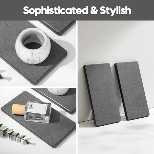 2PCS 7" x 3.5" Water Absorbing Bathroom Sink Vanity Trays (2 Pack - Charcoal Gray / 7" x 3.5")