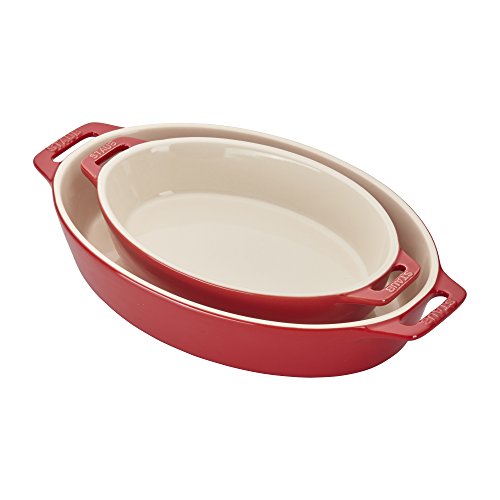 Ceramic Oval Baking Dish Set (2-piece / Cherry)