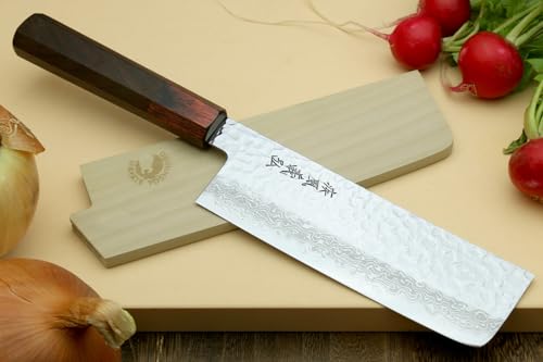 VG10 46 Layers Hammered Damascus Nakiri Japanese Vegetable Knife (6.5" / Rosewood Handle)