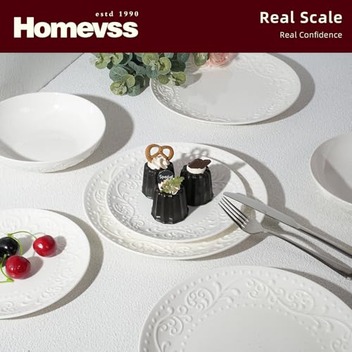 HomeVss New Bone China Embossed Italy Countryside 18pc Dinnerware Set (White / Service for 6 - 18pc Set)