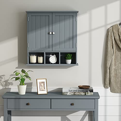 Bathroom Wall Cabinet with Adjustable Shelves (Grey / 1 pack)