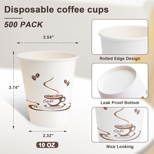 200 Pack 10 oz Coffee Cups (White / 10OZ-200PACK)