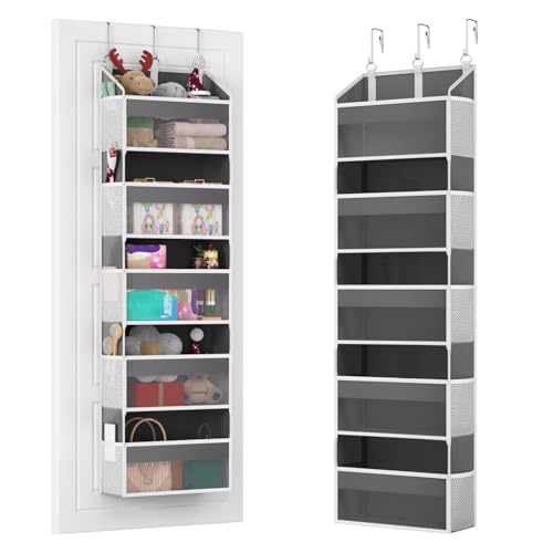Over the Door Organizer with 5 Front & 10 MeshSide Pockets (Grey)