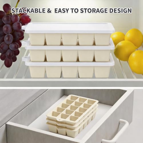 Silicone Ice Cube Tray 2 Pack (Ice Cube Tray 2 Pack / Beige+Beige)