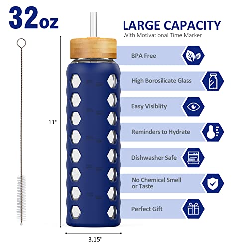 Glass Water Bottle (Bule / 32 Ounces)