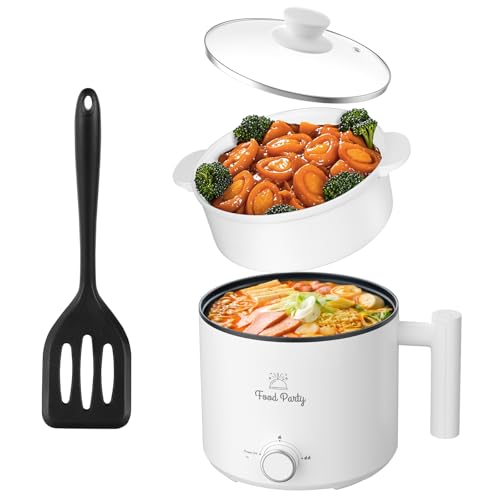 Hot Pot Electric Pot for Cooking Ramen Cooker 1.6L College Dorm Room Essentials Mini Hotpot Shabu Shabu Pot 110V Noodle Cooker Non Stick