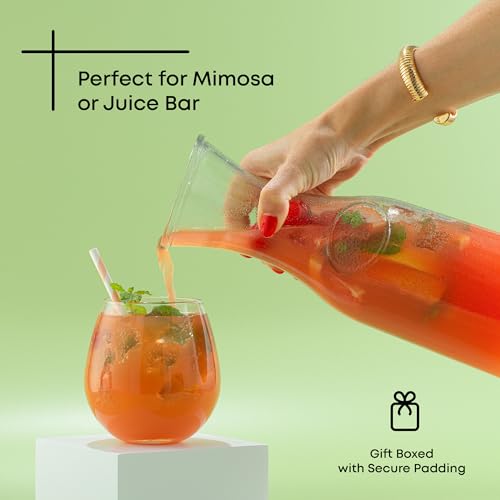 Glass Carafe with Lid (Set of 3, 36 Ounces each)