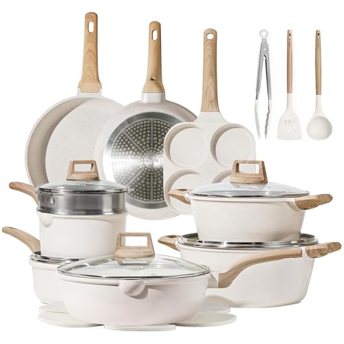 21pcs Pots and Pans Set (Cream White / 21 Piece)
