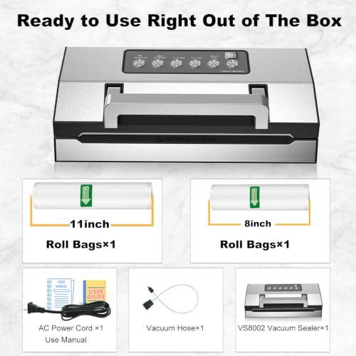 Powerful Suction Vacuum Sealer for Food (Silver)