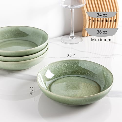 8.5’’ Ceramic Pasta Bowls Set of 6 (Set of 6 / Olive Green)