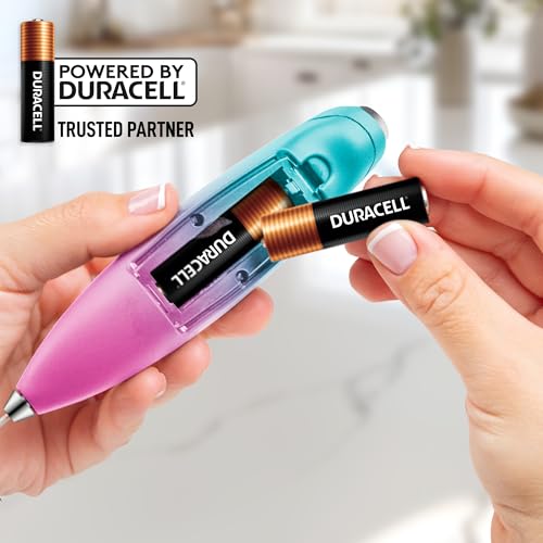 Powerful Milk Frother Wand With Duracell Batteries (Vibe Pink / Double Whisk + Batteries)