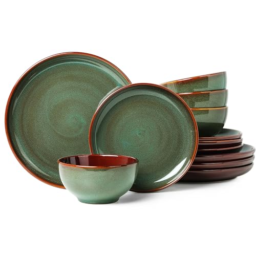 Ceramic Dinnerware Sets for 4 (Sage Green / Set (12pcs))