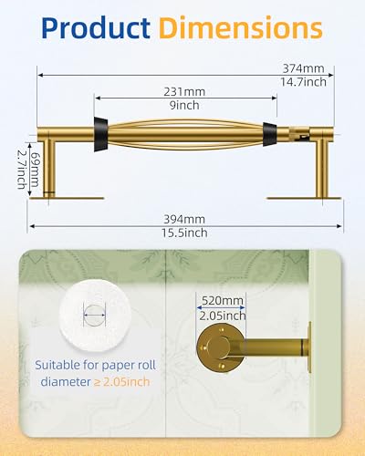 Paper Towel Holder Under Cabinet (Brushed Gold / One Hand Tear - Oval)