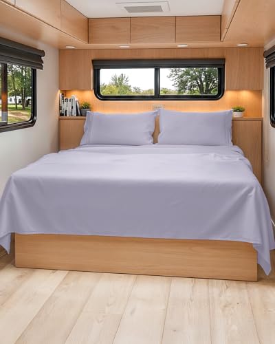 Short Queen Size 4 Piece Bed Sheet Set (33 - Light Lavender / Short Queen)