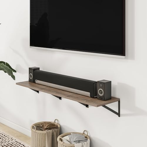 24W x 12D Deep Floating Shelves Set of 3 Grey (Grey With Black Metal Bracket / 24wx12dx5.8h)