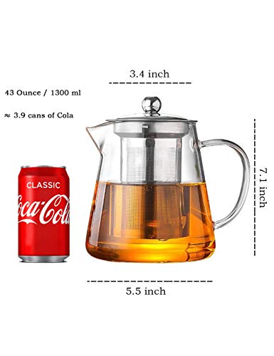 Glass Teapot with Infuser Tea Pot 1300ml (43 fl oz)