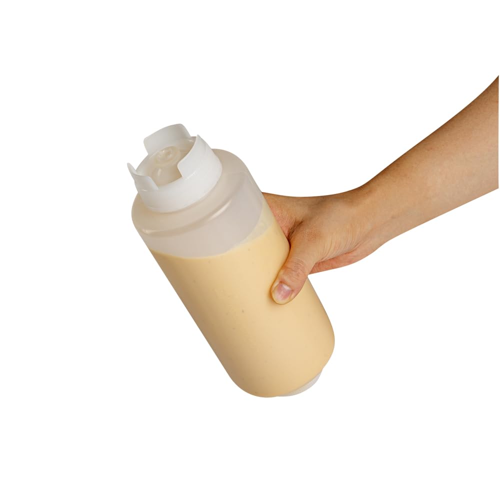 32oz. FIFO Inverted Plastic Squeeze Bottle with Refill and Dispensing Lids