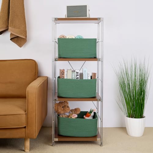Large Storage Baskets for Organizing (4pcs-L17×W13×H7.5" / Green)