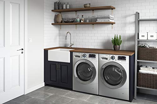 23x18 in White Fireclay Farmhouse Utility Sink (24 Inch - Single Bowl)
