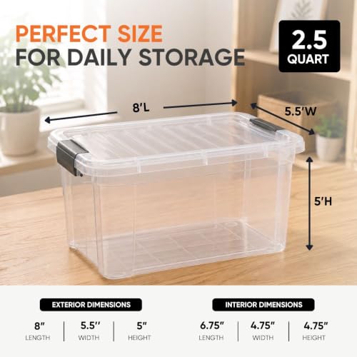 2.5 Quart Clear Plastic Storage Boxes with Lids (2.5 Qt)