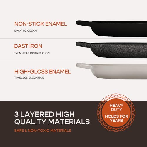 Enameled Cast Iron Dutch Oven for Professional Sourdough Bread Baking (White)