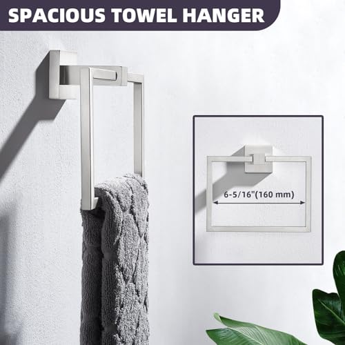 Square Towel Ring for Bathroom (Brushed Nickel)
