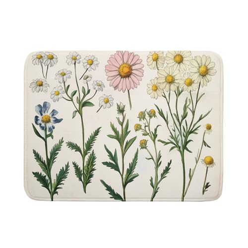 Wild Flowers Dish Drying Pad Reversible Microfiber Dish Mat Floral Drainer Rack Coffee Bar 18 X 24 Inch (Blossom Daisy 1104 / 24" x 18")