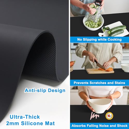 Extra Large Silicone Mat 78.74”x19.69”x0.08” (Black / 78.7"L x 19.7"W)