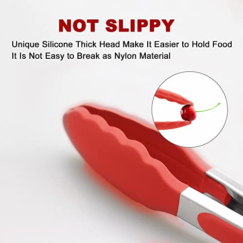 2 Pack Silicone Kitchen Tongs (Red)