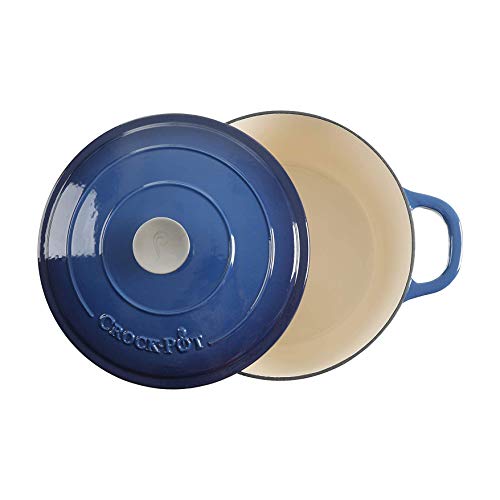 Artisan 7 Quart Round Enameled Cast Iron Dutch Oven (Sapphire Blue / 7-Quart)