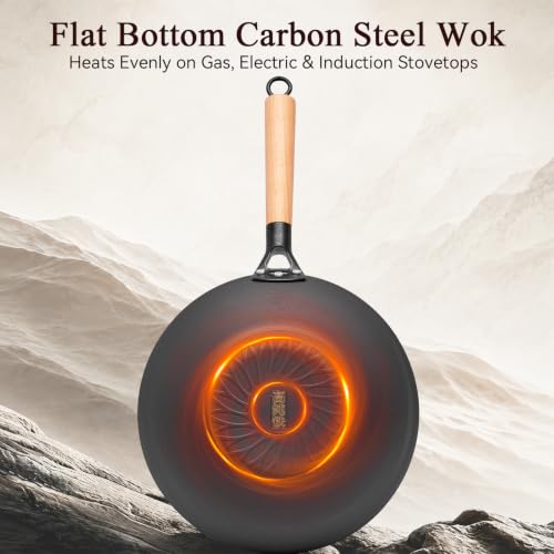 11.8" High Purity Iron Wok Pan (11.8 Inch Flat Bottom)