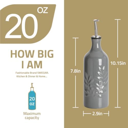 Sweejar Ceramic Olive Oil Dispenser Bottle (Dark Gray / 20 oz, Set of 1)