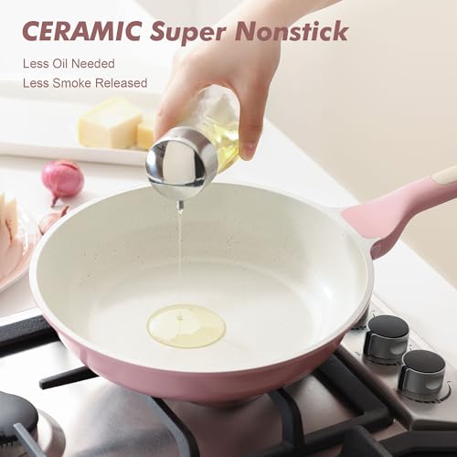 Nonstick Ceramic Frying Pan 10 (10 Inch / Sakura Pink)