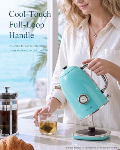 61oz Electric Kettle with Thermometer (Coastal Blue)