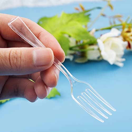300 Pieces Clear Plastic Mini Forks 4 Inches Clear Plastic Forks Plastic Tasting Forks (Clear / Mini Forks)