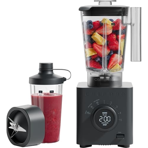 Obliterator 48 oz Countertop Blender for Smoothies (Midnight / Power Blender + 1 Travel Jar)