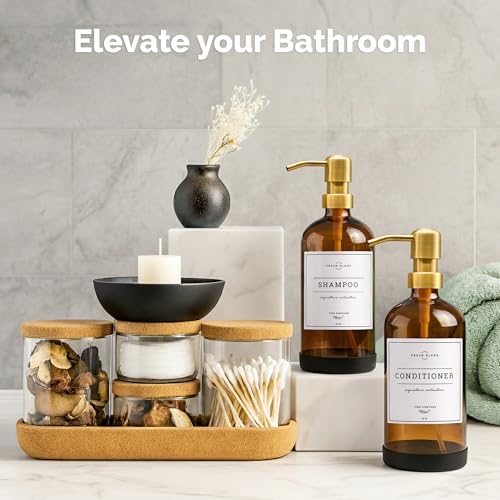 Amber Glass Soap Dispenser Set (Amber Bottle / Gold Pump)