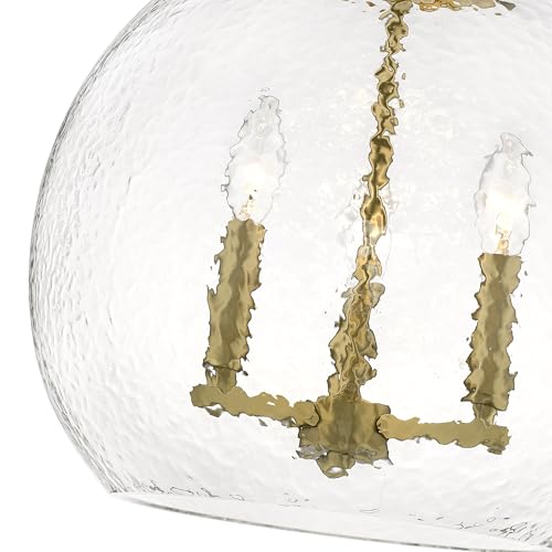 Ariella 3 Light Pendant Brushed Champagne Bronze with Hammered Clear Glass (Beige)