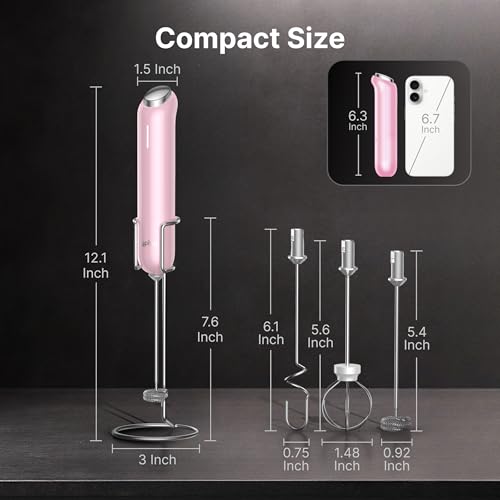 InstaWhisk Milk Frother with Variable Speed (Pink / Rechargeable)