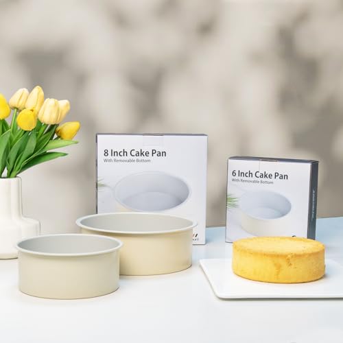 6 inch Cake Pan with Removable Bottom Carbon Steel Round Shaped Cheesecake Tin Nonstick Chiffon Cake Mould for Baking