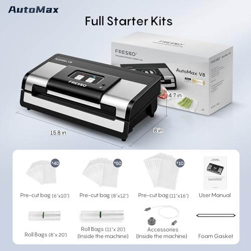 Automatic 95Kpa Food Vacuum Sealer Machine (Black Silver / Large)